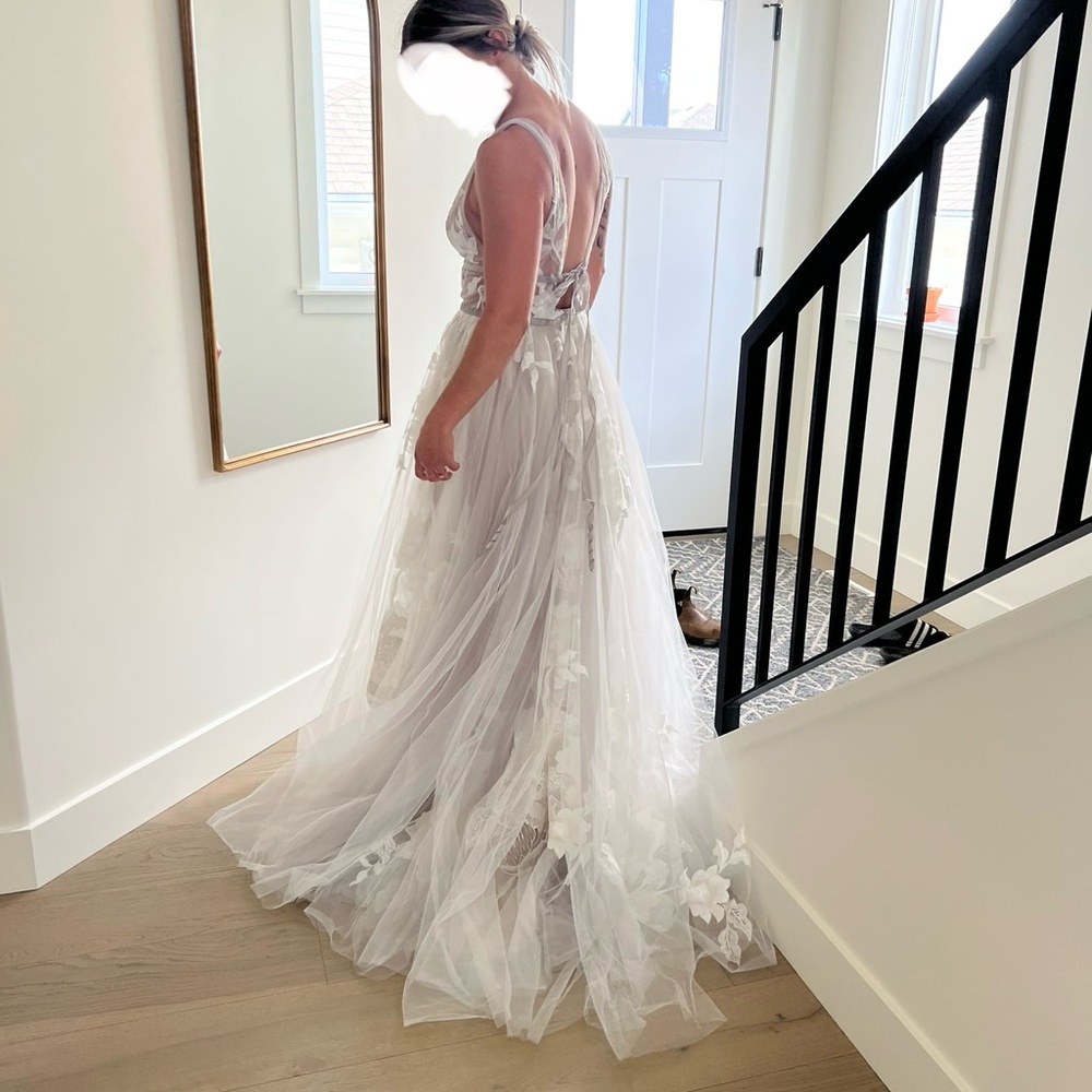 Willowby Galatea Gray Floral Wedding Dress - Picture 6 of 6